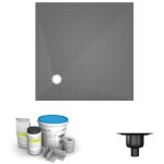 Wedi - receveur de douche � carreler 90 x 90 fundo primo carr� �coulement excentr� + bonde verticale ...