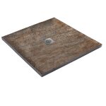 Receveur de douche cuivre 90 x 90 cm haute densit� pierre naturelle - grille carr�e centr�e
