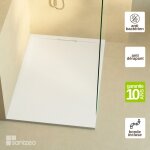 Lavaberg - receveur de douche extraplat ragnar - texture ardoise en mineral composite blanc - l160l80h3cm ...