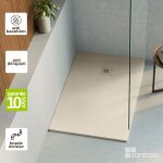Lavaberg - receveur de douche extraplat thor - texture ardoise en mineral composite beige arena - l140l80h3cm ...