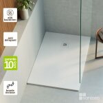 Lavaberg - receveur de douche extraplat thor - texture ardoise en mineral composite blanc - l160l90h3cm ...