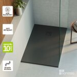 Lavaberg - receveur de douche extraplat thor - texture ardoise en mineral composite noir - l160l90h3cm ...