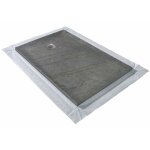 Receveur de douche gris 120 x 90 cm haute densit� pierre naturelle - grille carr�e excentr�e