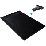 Receveur de douche noir 180 x 90 cm haute densit� pierre naturelle - grille caniveau