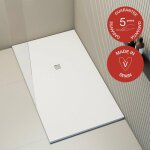 Poalgi - receveur de douche extraplat, blanc blanco, l. 70 x l. 160 cm, finition sable, srie hos's