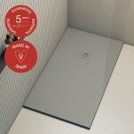 Poalgi - receveur de douche extraplat, gris ciment, l. 90 x l. 160 cm, finition ardoise, s�rie hos's