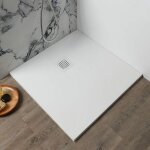 Kiamami valentina - receveur de douche en r�sine 70x70 effet pierre blanche muse