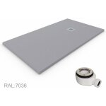 Decohor - receveur de douche en r�sine extra - plat quartz. texture ardoise. gris b�ton ral: 7037 70x70cm ...