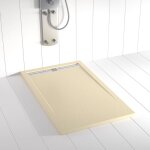 Receveur de douche resine flow creme - 70x110 cm - grille + valve offerte