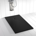 Receveur de douche resine ples noir (grille coloure) - 80x90 cm - grille + valve offerte