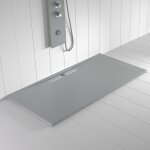 Receveur de douche resine wide gris - 70x80 cm - grille + valve offerte