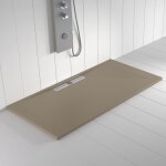 Receveur de douche resine wide moka - 80x120 cm - grille + valve offerte