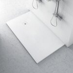 Ferrari srl - receveur de douche zro plan minral 900x1600 blanc en plan minral avec caillebotis assorti ...