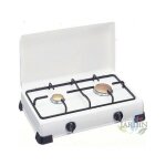 Réchaud à gaz 2 brûleurs, ajustable, avec un couvercle, blanc Réchaud à gaz 2 brûleurs, ajustable, avec un couvercle, blanc
