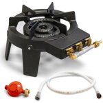 Rechaud à gaz en fonte véritable 9, 8 kw 4 pieds 2 bruleurs + tuyau gaz à vis 1. 50m + détendeur propane ... Rechaud à gaz en fonte véritable 9, 8 kw 4 pieds 2 bruleurs + tuyau gaz à vis 1. 50m + détendeur propane ...