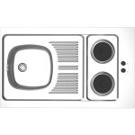 Recouvrement inox � poser sur cuisinette 1 cuve + 1 �gouttoir + 2 feux �lectriques 100x60cm