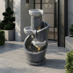 Redom fontaine de jardin, �clairage led, pompe � eau incluse, effet pierre naturelle, r�sine gris