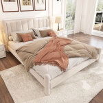 Redom - lit rembourr� 180x200 cm, lit double avec sommier � lattes et t�te de lit, pieds de support cylindriqu ...