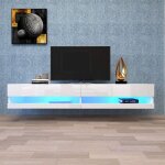 Redom - meuble tv, avec �clairage led, 140x40x30, 5 cm, blanc