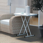 Redom table d'appoint de jardin 76x50x74 cm, pliante et r�glable sur 6 hauteurs, plastique et acier, ...