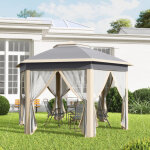 Redom tonnelle hexagonale 405x405x285 cm, montage facile, parois en mesh avec portes zipp�es, m�tal, ...