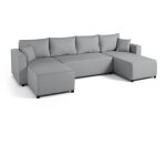 Bestmobilier - regala - canap� panoramique - 7 places - convertible avec coffre - en tissu