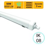 [jamais utilis�] r�glette led �tanche ip65 50w 6000lm - 3cct - traversant - garantie 3 ans
