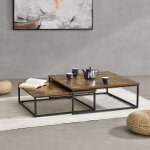 [en. casa] - lot de 2 tables basses gigognes haninge carres effet bois fonc