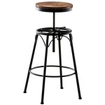 Lot de 2 tabourets de bar beam avec assise en bois au style industriel noir