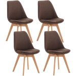 Rglez 4 chaises  manger en bois clair et sige de tissu diffrentes couleurs colore : marron