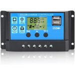 R�gulateur de charge de panneau solaire pwm, 12 v / 24 v, 30 a, �cran lcd, double port usb