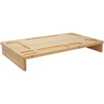 Rehaussement d'�cran hhg - 013, support d'�cran, rehausse pour bureau, pr�sentoir d'�cran, bambou 9x65x31cm ...