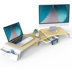 R�hausseur d'�cran d'ordinateur r�glable moniteur stand en bois avec toiroir, support d'ordinateur, moniteurs, ...