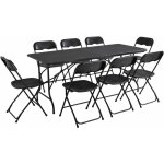 Rekkem - ensemble table et chaises pliantes noir