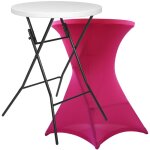 Rekkem - table haute mange debout + housse rose