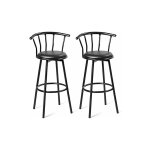 Lot de 2 tabourets de bar pivotant universel avec dossier et repose - pied, confortable assise avec selle ...