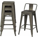 Relax4life lot de 4 tabouret de bar avec dossier amovible, chaise de bar empilable en mtal avec repose ...