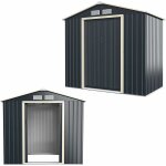 Relax4life - abri de jardin en acier galvanis 4. 07? avec abri d'extension, portes coulissantes et fentres ...
