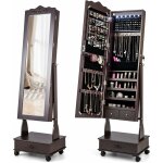 Relax4life armoire � bijoux sur pied led avec miroir psych� � 3 angles r�glables, armoire de rangement ...