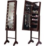 Relax4life - armoire � bijoux sur pieds avec miroir et lumi�re led, armoire de maquillage avec 4 couches ...