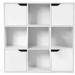 Relax4life - bibliothque 9 compartiments avec 5 portes, armoire de rangement en bois avec 3 tagres ...
