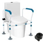 Cadre de s�curit� pour toilettes, hauteur & largeur r�glables, rehausseur wc adulte avec accoudoirs avec ...