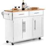 Relax4life - desserte cuisine buffet  roulettes avec 3 portes, 2 tiroirs et 6 compartiments, ilt central ...