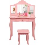 Relax4life - ensemble de coiffeuse avec tabouret pour enfants avec tiroir et miroir amovible et pliable ...