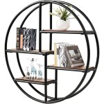Relax4life �tag�re murale ronde � 4 niveaux au design industriel, �tag�re flottante de rangement en acier ...