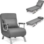 Fauteuil convertible, canap - lit pliable avec coussin, 2 accoudoirs et dossier rglable  5 positions, ...