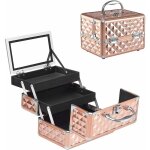 Mallette � maquillage avec miroir et s�parateurs r�glables 2 plateaux, bo�te � cosm�tiques portable pour ...
