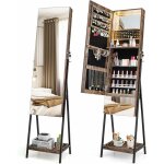 Miroir � bijoux sur pied, armoire � bijoux avec miroir pleine longueur et �tag�re, boucle magn�tique, ...