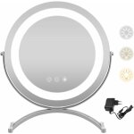 Miroir maquillage led rond avec �clairage 3 couleurs & luminosit� r�glable, miroir de table rotatif � ...