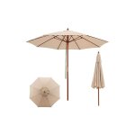Parasol de jardin 283cm avec 8 baleines, 3 positions rglables & manche en 2 parties, parasol hexagonal ...